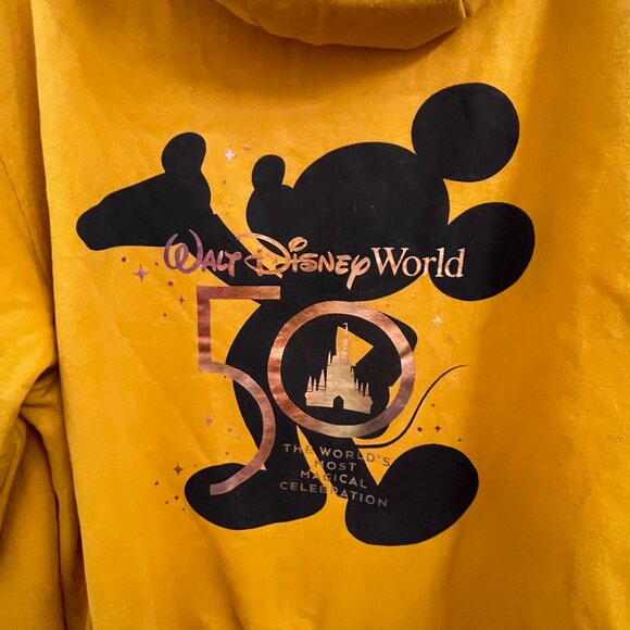 Walt Disney World 50th Anniversary Hoodie Mustard Mickey Mouse Pullover Adult XL - Picture 5 of 5